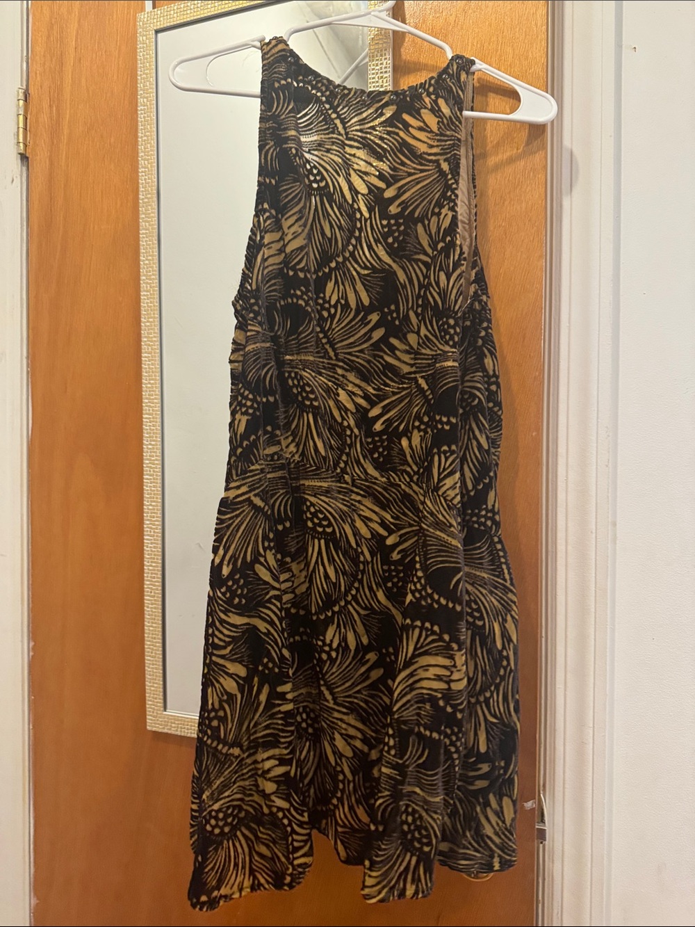 Free People Velvet Black and Gold Floral Swing Dress - Picture 4 of 4
